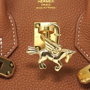 Gold Cadena Pegasus Horse Motif purse lock - Bag Charm - key clip